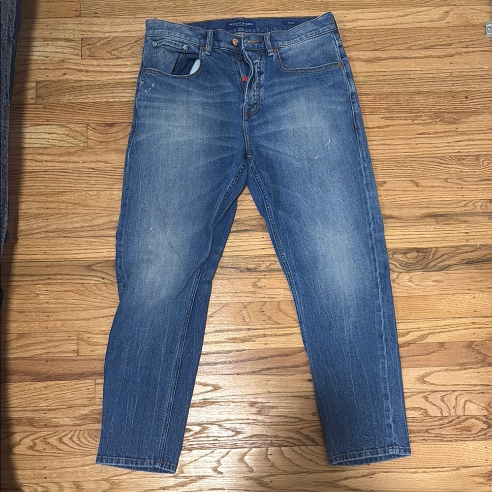 Scotch & Soda Slim Straight Blue Jeans with Gradient Fade